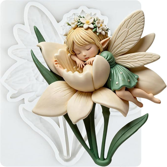 Flower Fairy Polymer Clay Mold Butterfly Fairy Flower Silicone Mold for Jewelry Making Epoxy Resin Casting Air Dry Polymer Clay Craft