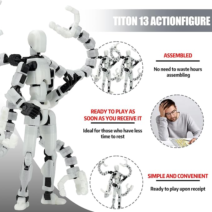 T13 Already Assembled Action Figure Accessories,T13 Multi-Jointed Movable,for Collectors Desktop Decorations t-13 Movability 3D Printed Toys (Luminous, 7.2inch)