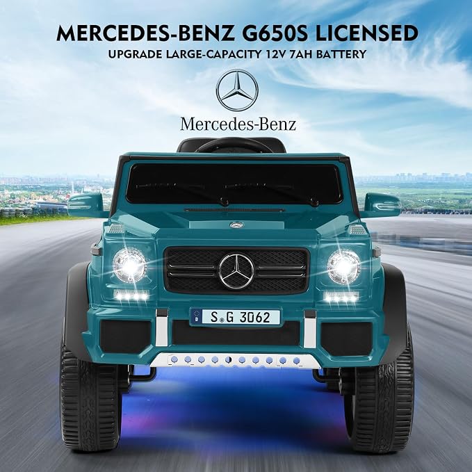 JOYLDIAS Kids Ride On Cars, Licensed Mercedes-Benz Maybach G650S, 12V7AH Battery Powered Toy Electric Car for Kids W/LED Underglow Lights,Remote Control,2 Motors,3 Speeds,Music,Bluetooth,Peacock Blue