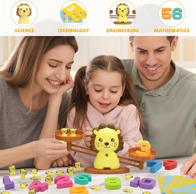 Snugzy Lion Balance Counting Toys, Number Counting Scale Games for Kids Cool Math Learning Games for Boys and Girls Preschool Kindergarten Learning STEM Montessori Educational Toys for 3+