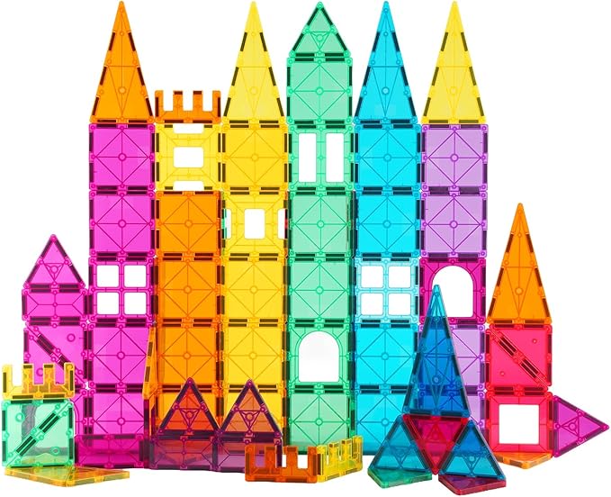 STEM Magnetic Tiles 70PCS Educational Toys for Kids Ages 3-8, Montessori Sensory Magnet Blocks for Toddlers, Classroom & Home Construction Kit