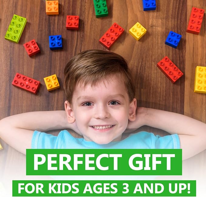 150 Pcs Jumbo Building Blocks Set for Toddlers (100 Square & 50 Rectangle) | Compatible Big Construction Bricks in 5 Colors | Kids Ages 3+ STEM Toy