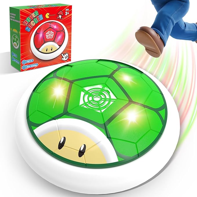 Soccer Toy for Boys 4-6, Hover Soccer Ball with LED Lights, Indoor Toy Games for Kids Age 6-8, 8-12, Kids Boy Birthday Gifts Toys Air Floating Soccer (Green)