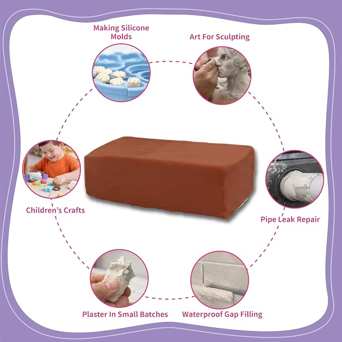 Plasticine Oil Based Modeling Clay Non Hardening Reusable Non Toxic No Bake Professional Oil Base Sulfur Free Sculpting (Terracotta, 2 Lbs)