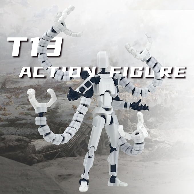 T13 Already Assembled Action Figure Accessories,T13 Multi-Jointed Movable,for Collectors Desktop Decorations t-13 Movability 3D Printed Toys (White, 5.5inch)