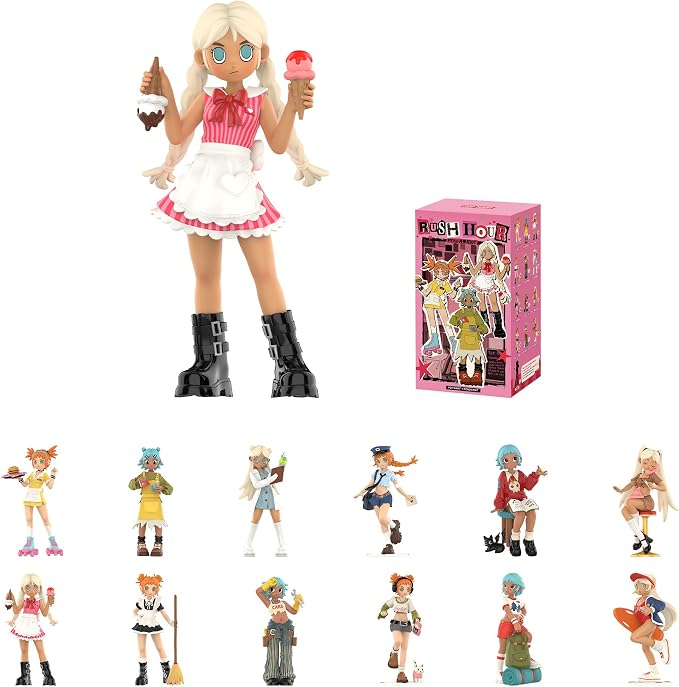 POP MART Peach Riot Rush Hour Series Figures Blind Box Figures, Random Design Action Figures Collectible Toys Home Decorations, Holiday Birthday Gifts for Girls and Boys, Single Box