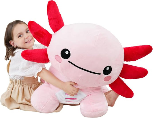 Giant Axolotl Stuffed Animal, Big Axolotl Plush, Large Plush Toy for Girl Boy, Birthday Valentine's Gifts for Girlfriend, Kids, Toddler, Age 3-8, Pink