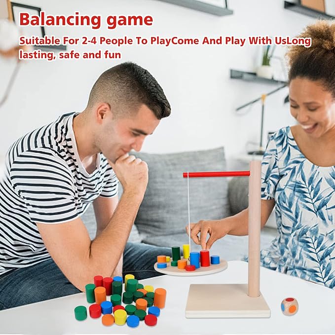 GOTHINK Wooden Balancing Pendulum Game, 42PCS Montessori Balancing Toys for Kids and Adults, Interactive Educational Toy for Children's Gift, Perfect for Parties & Travel