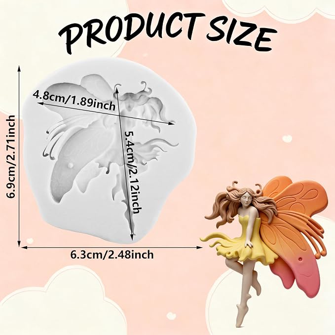 Flower Fairy Polymer Clay Molds 3D Fairy Silicone Mold for DIY Crafts Epoxy Resin Casting Polymer Clay Tools Craft Air Dry Jewelry Making
