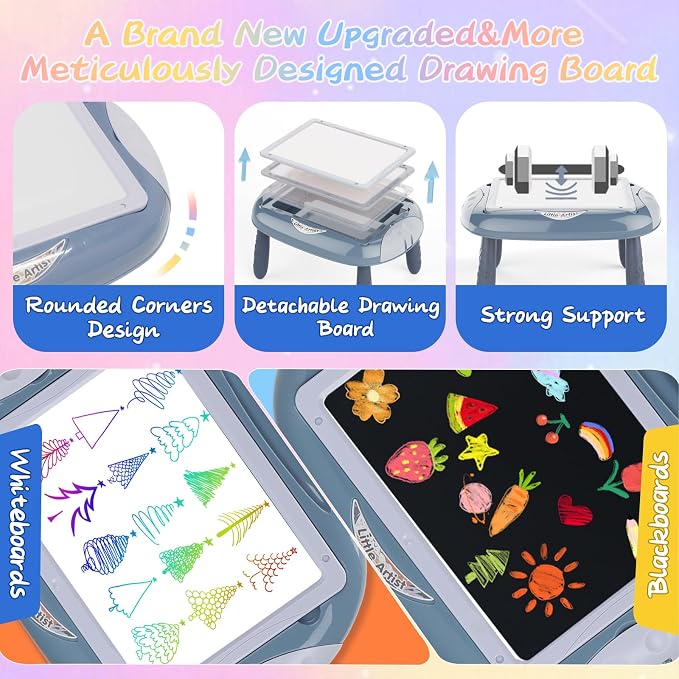 MAYESAR Magnetic Board for Kids, 1-2 Year Old Boy Gifts with Magnetic Letters and Numbers, Toddler Easel for Boy Birthday Christmas Gift (Blue)