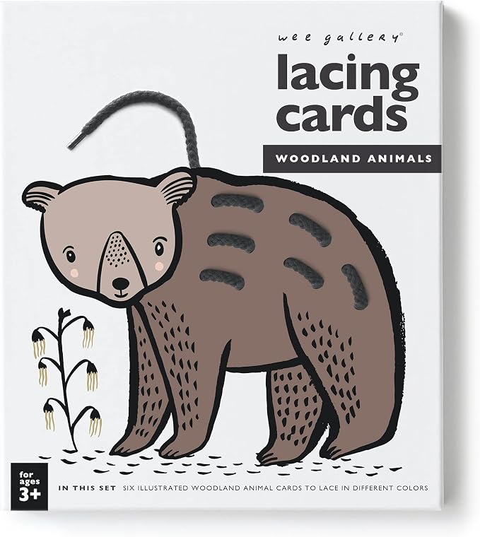 Wee Gallery Woodland Lacing Cards for Kids Ages 3-5 – Educational Sewing for Kids, Travel Activity Game, Fine Motor Skills Montessori-Inspired Toddler Lacing Toy Cards