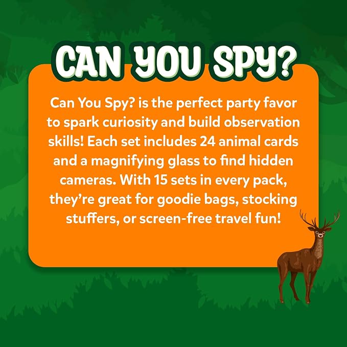 Skillmatics Party Favors (Pack of 15) - Can You Spy Animals Card Set, Search & Find Game for Kids, Goodie Bag Toy & Educational Gift for Girls & Boys Ages 4, 5, 6, 7