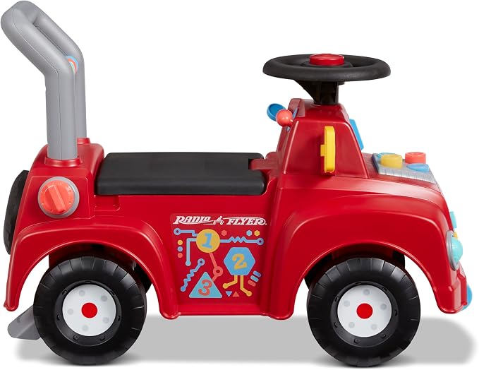 Radio Flyer Tinker Truck, for Toddlers 1-3, 3-in-1 Push Walker Ride On Car with 20 Sensory Activities, Anti-Tip Feature, Under-Seat Storage, Lights and Sounds, 42 lb Capacity, Toddler Ride On Toys
