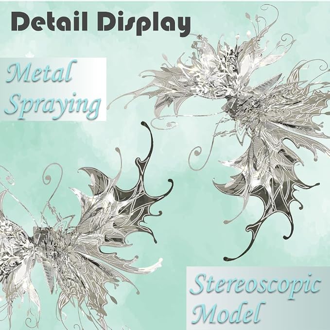 3D Metal Puzzles for Adults,Sliver Butterfly Model Design,Glitter Cute Insects Animals Puzzles Metal Building Kits,Brain Teaser DIY Creative Ornament Sets Need Assembly Home Decor (HD-2)