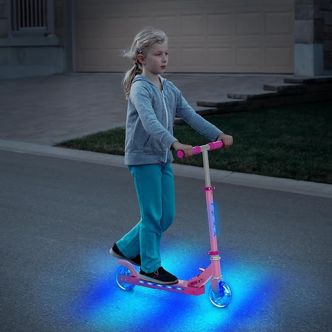 TONBUX Scooters for Kids 5-12, 2 Wheel Scooters with Cool Light Up Stem, Wheels, and Deck, 3 Level Adjustable Height Kick Scooter, Foldable and Lightweight Scooter for Kids 8-12