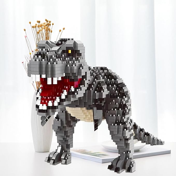 CSNRHG Dinosaur Tyrannosaurus Rex Model Decor Micro Mini Blocks Velociraptor Building Blocks Toy Birthday for Age 6+ Children Adults Teens 1530 Pieces