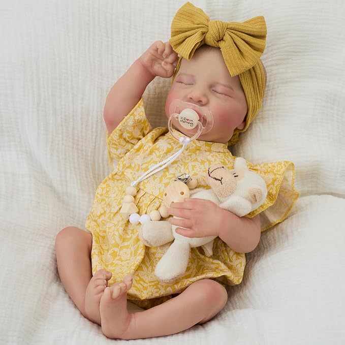 FOCKOF Realistic Reborn Baby Dolls-18 Inch Realistic Baby Doll Girls Soft Vinyl Body Reborn Baby with Gift Box for Kids Age 3+