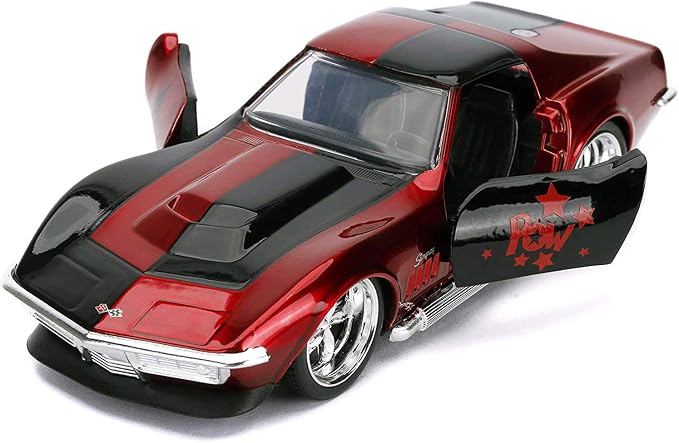 Jada Toys DC Comics 1:32 Harley Quinn 1969 Chevy Corvette Stingray Die-cast Car, Toys for Kids and Adults