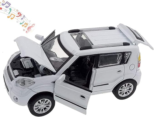 Toy Cars Diecast Car Models Soul Hatchback Model Cars,Pull Back Cars,Boxy Car Toy with Sound and Light for 3+ Year Old Boys(White)