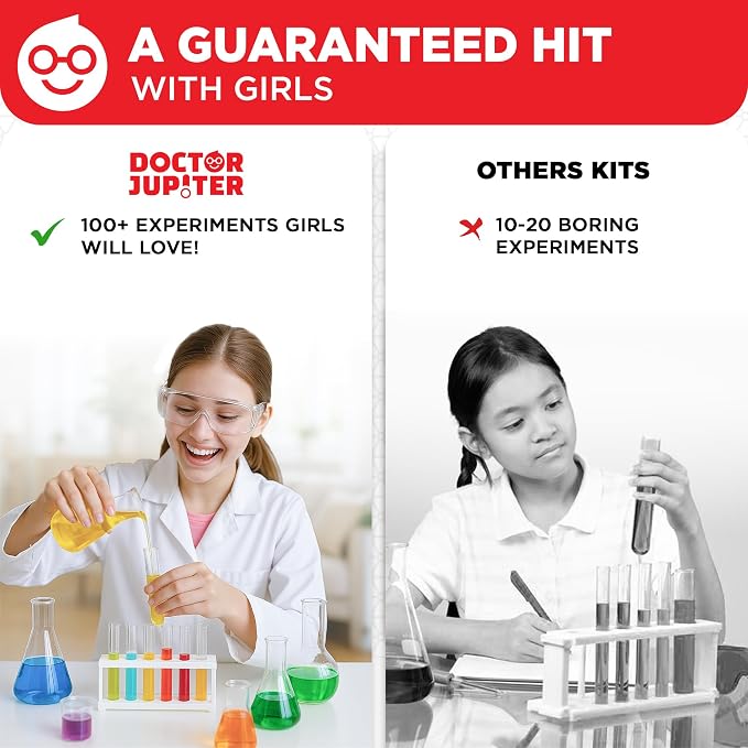 Doctor Jupiter Girls' Super Science Kit for Ages 8-12 | Birthday Gift Ideas for Girls 8,9,10+ Years Old | Chemistry Set with 100+ Experiments