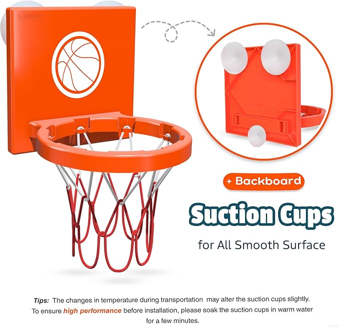 MARPPY Bath Toys - Bathtub Basketball Hoop for Kids, Toddlers - Suction Cup Basketball Hoop and 4 Soft and No Hole Balls - Baby & Toddler Mini Basketball Hoop - Boys & Girls