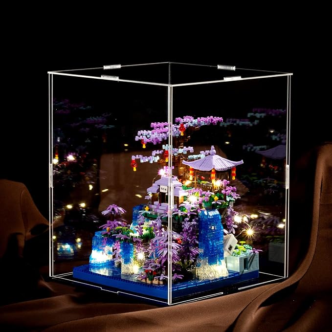 CAXIMSY Peach Blossom Pond Building Blocks Set,Building Blocks Set Gifts for Adults and Kids, Micro Bricks Cherry Blossom Tree House Kit with LED Light and Display Box（2500+Pieces）
