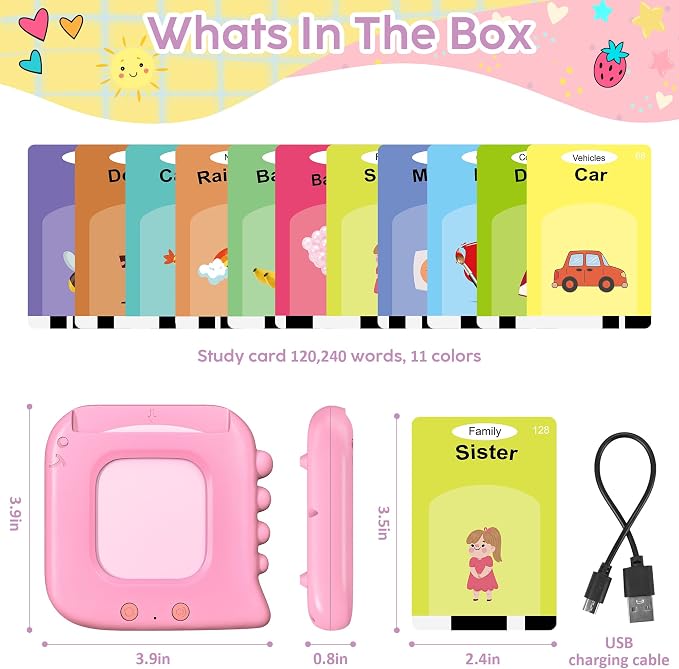 Talking Flash Cards,Kids Toddler Flash Cards with 240 Sight Words,Montessori Toys,Autism Sensory Toys,Speech Therapy Toys,Learning Educational Gifts for Age 4 5 6Years Old Boys and Girls