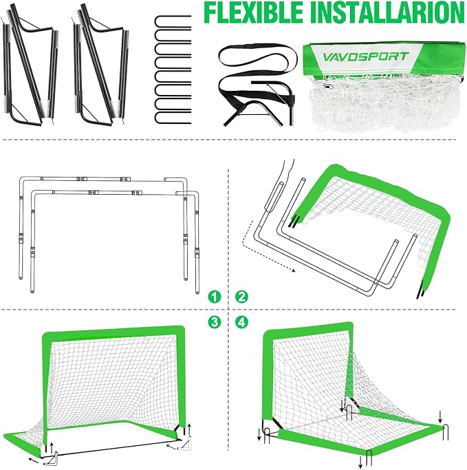 Kids Soccer Goals for Backyard Set - 2 of 4' x 3' Portable Soccer Goal Training Equipment, Pop Up Toddler Soccer Net with Soccer Ball, Soccer Set for Kids and Youth Outdoor Games, Sports, Play