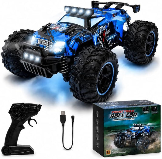 JoyRapt Remote Control RC Cars, 2.4GHz 1:18 2-Speed RC Car with LED Lights, 2WD Remote Control Truck Gifts for Beginner Boys Girls, Toy Car Birthday Christmas Easter Stuffer Gifts for Beginner Kids