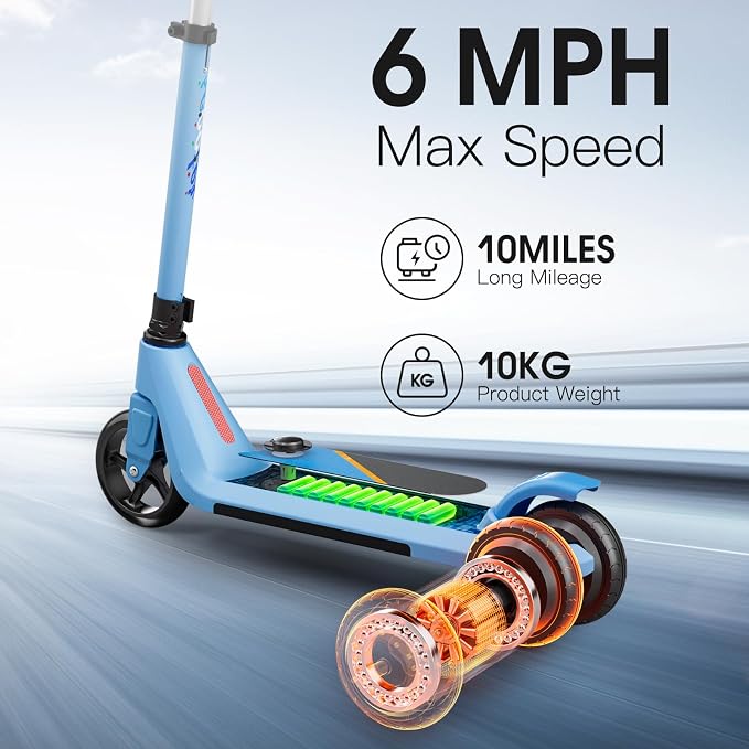 LINGTENG Electric Scooter for Kids Age 6-10, Kick-Start Boost Scooter with Adjustable Speed and Height, Flash Wheel & Deck Lights
