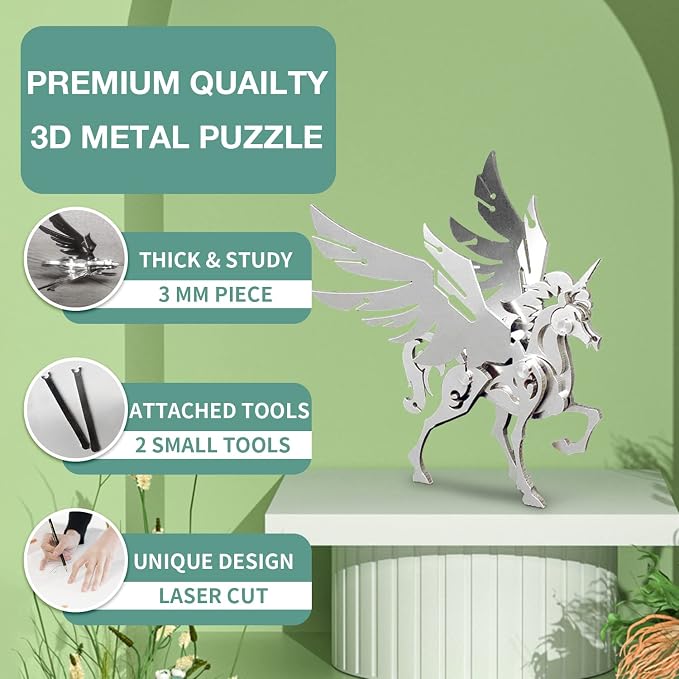 Microworld 3D Metal Puzzle, Mechanical Unicorn Metal Model Kits, Steel Warcraft Collection Challenge Brain Teaser DIY Art Craft Decoration 3D Puzzles for Adults