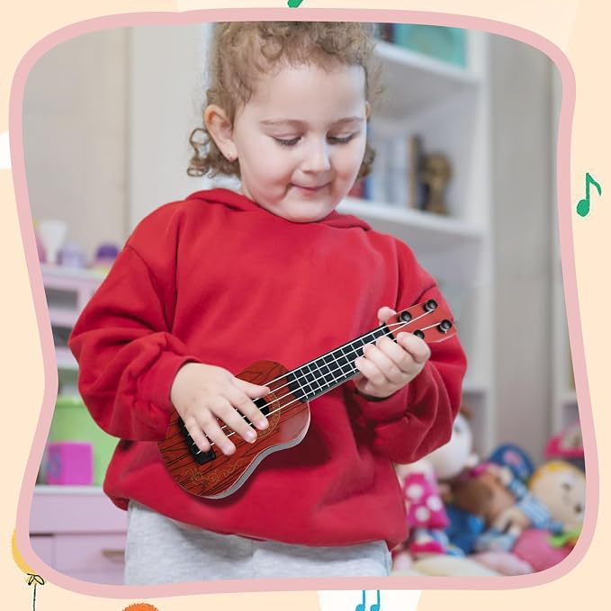 15 Pcs Kids Toy Guitar 10 Inch Mini Classical Ukulele Guitar Toy Beginner Rhyme Developmental Musical Instrument Toddlers Ukulele Guitar Cute Guitar Toy for Toddler Educational Toy Supplies