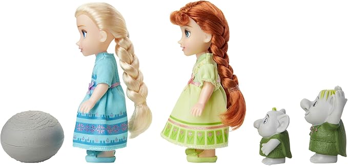 Disney Frozen Petite Anna & Elsa Dolls with Surprise Trolls Gift Set, Each Doll is Approximately 6 inches Tall - Includes 2 Troll Friends! Perfect for Any Frozen Fan!