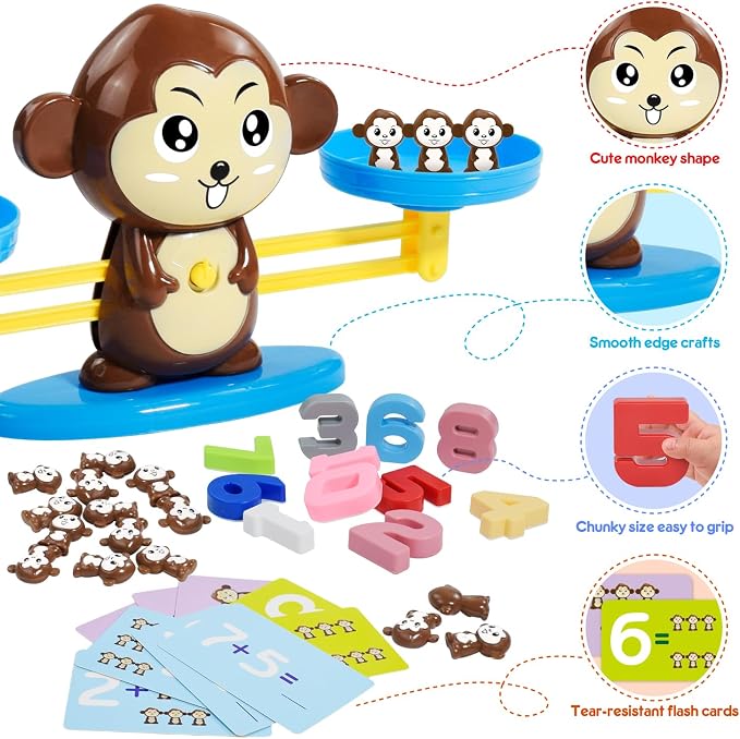 BAKAM Penguin Math Balance Scale, Toddler Counting Toys for 3 4 5 6 Year Old, Montessori Addition & Subtraction Weight Game, STEM Preschool Learning Activities, Educational Gift for Boys Girls