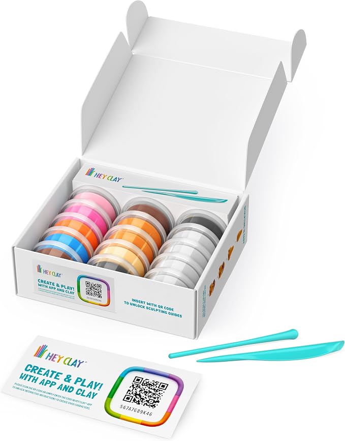 Hey Clay 15 Cans Set - Colourful Modelling Kids Air-Dry Clay 15 Cans with Sculpting Tools and Fun Interactive Instructions for Children Age 3+ (Dog Buddies)