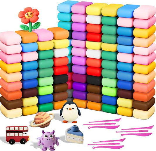 Air Dry Clay-108 Pack 36 Colors Modeling Clay for Kids, Boys and Girls, Air Dry Clay Bulk Kit for Adults with 3 Sculpting Tools and Instructions, Safe, Non-Toxic, DIY Model Magic Clay Gifts Kids Toys