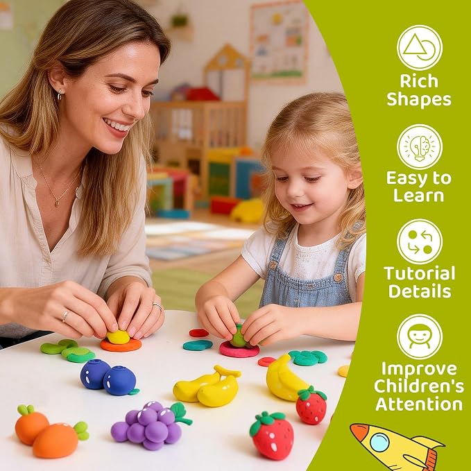 Both idea Air Dry Clay Kit, Food Theme | 12 Packs, Non-Toxic Kids Gift | School & Party: Perfect for classroom art activities, birthday party favors, creative family DIY, and holiday celebrations.