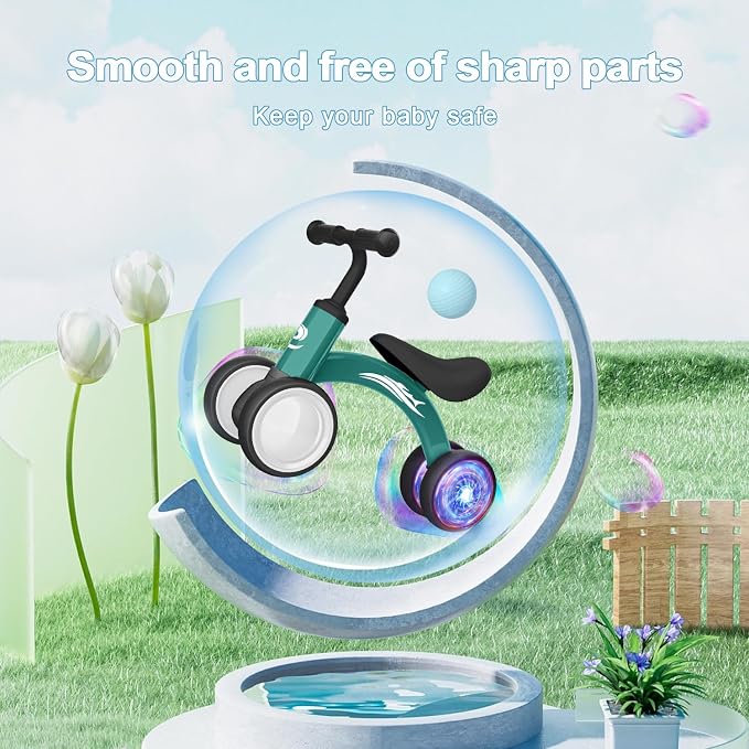 Gamfeiny Colorful Lighting Baby Balance Bike Toys for 1 Year Old Boy Girl Gifts, 10-36 Month Toddler Balance Bike, No Pedal 4 Silence Wheels & Soft Seat First Riding on Toys, 1st Birthday Gifts
