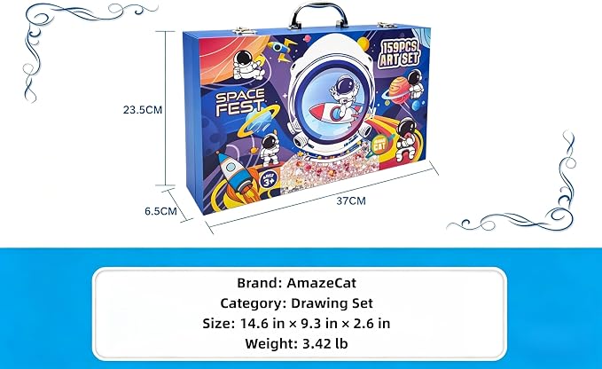 AmazeCat Art Supplies,159-Piece Deluxe Art Set,Drawing &Painting Kits for Kids,Gift Box for Adults Artists Kids Teens Girls Boys 4-12