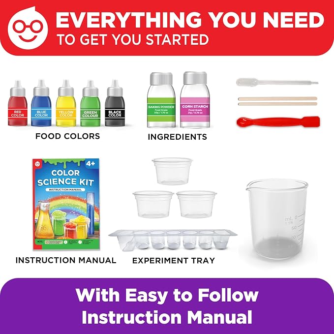 Doctor Jupiter Color Science Kit for Kids Ages 4-5-6-7-8 | Birthday Gift Ideas for 4+ Year Old Boys & Girls | Toy Stem Kit with 10 Experiments | Preschool Learning & Educational Projects