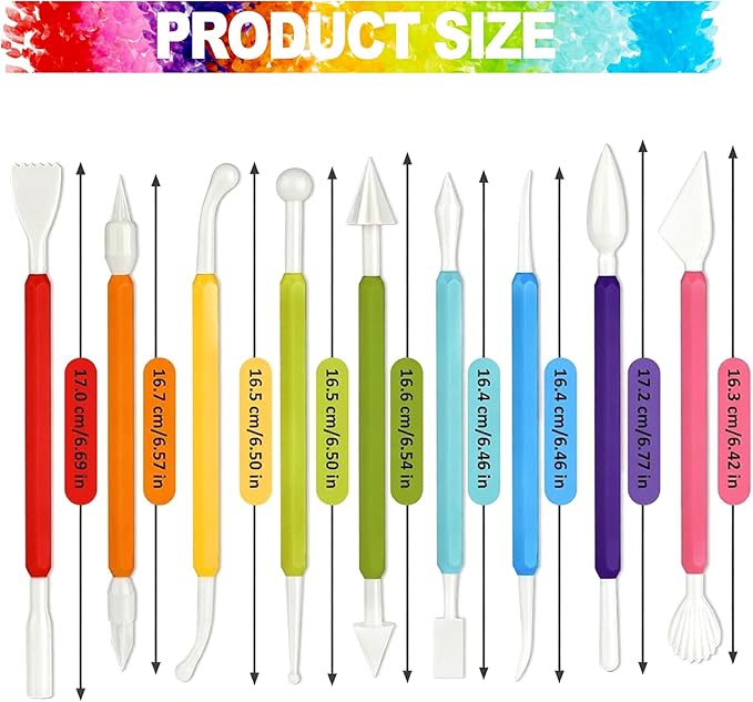 LINPHCEY Air Dry Clay Tools for Kids Ages 8+ Pottery Clay Tool Kit Plastic Clay Sculpting Tools Set for DIY Project, Modeling Polymer Clay Toys – Safe & Easy Grip for Beginners & Craft Lovers