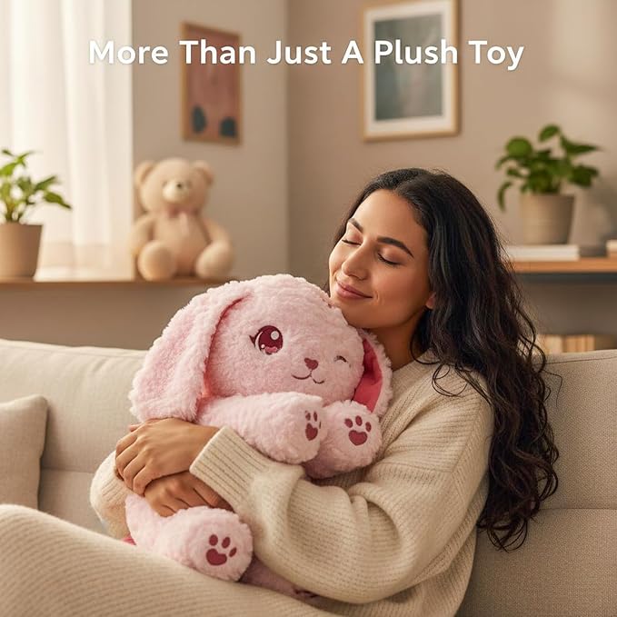 Weighted Stuffed Animal Dog, 18" Weighted Plush Dog 2.6 lbs, Cute Pink Puppy Plush Toy, Soft Kawaii Stuffed Animal for Kids Adults, Bedtime Cuddles & Gifts