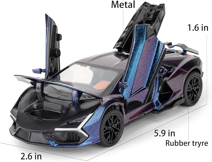 BDTCTK 1/32 Comapatible for Lamborghini ‌Aventador LP700-4 Model Car, Zinc Alloy Diecast Pull Back Toy Cars with Sounds and Lights Vehicles for Kids Boy Girl Gift (Blue)