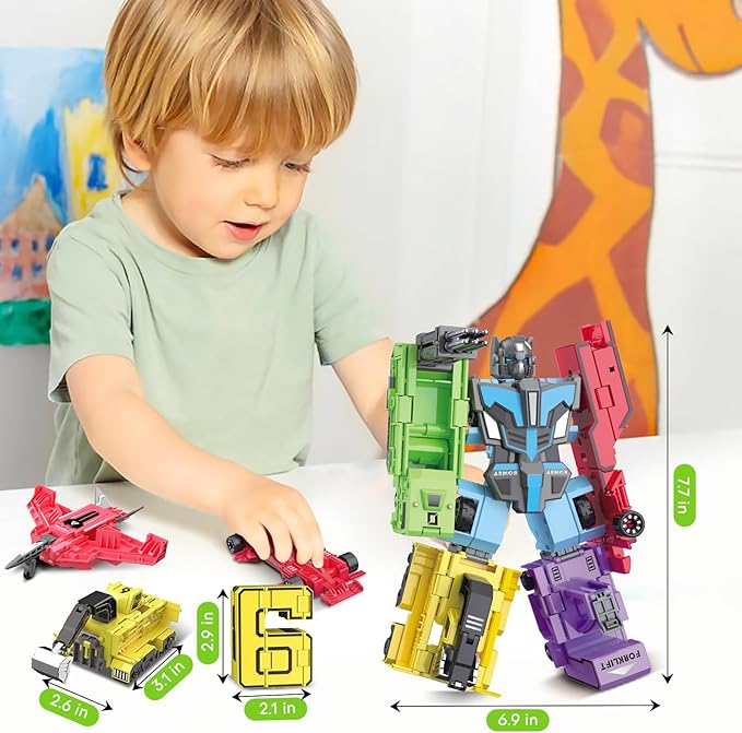Transforming Toys for Kids - Transformable Number Robots, Number Blocks for Learning & Play, Buildable Robot Set for Toddlers Ages 3-8, STEM Educational Toys for Boys & Girls Gifts