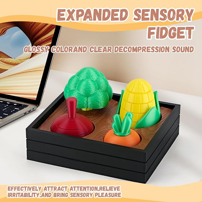 Vegetable Fidget Sensory Toys, Push-Pull Pop Stress Relief Toys for Kids & Adults, Anxiety Relief Calming Fidget Gift