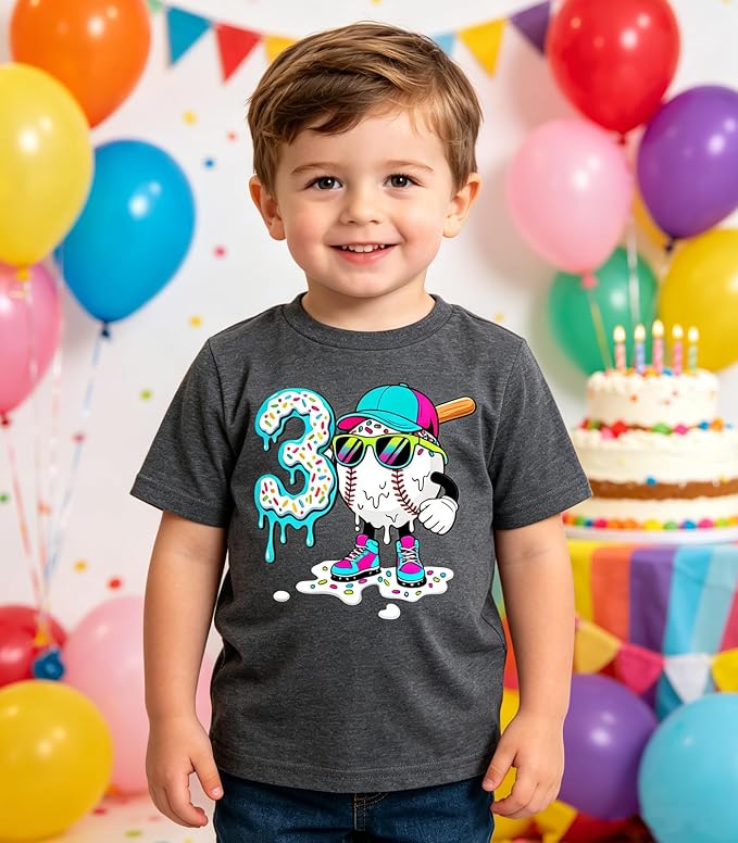 Lovekider 2-5 Years Birthday Boy Shirt Construction Party T-Shirts Excavator Cotton Short Sleeve Tee Dark Grey