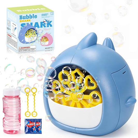 Aooess Shark Bubble Machine for Kids Age 4-8: Automatic Bubble Blower Machine Toy Cute Animal Bubble Maker Toy for Toddlers Boys Girls Age 3+, Summer Outdoor Party Birthday Gift, Blue