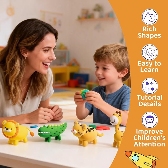 Both idea Air Dry Clay Kit, Animal Theme | 12 Packs, Non-Toxic Kids Gift | School & Party: Perfect for classroom art activities, birthday party favors, creative family DIY, and holiday celebrations.