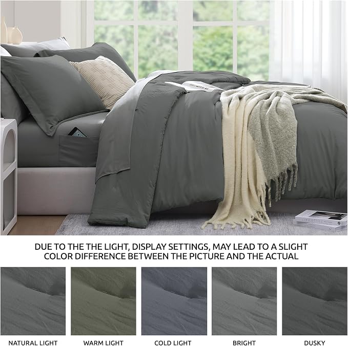WRENSONGE Full Size Comforter Sets- 7 Pieces Soft Bed in a Bag with Fitted Sheet, Flat Sheet, 2 Pillow Shams, 2 Pillowcases, Warm Bedding Sets for All Season