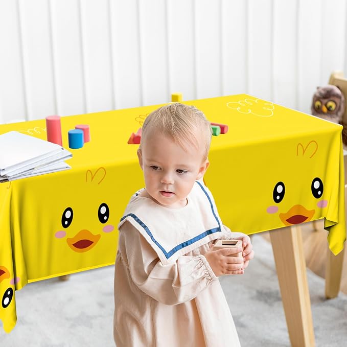 3pcs Yellow Duckie Table Cover, Waterproof & Easy to Clean, 70.8x42.5 inches, Duck-themed Tablecloth for Parties, Baby Showers, Gender Reveals